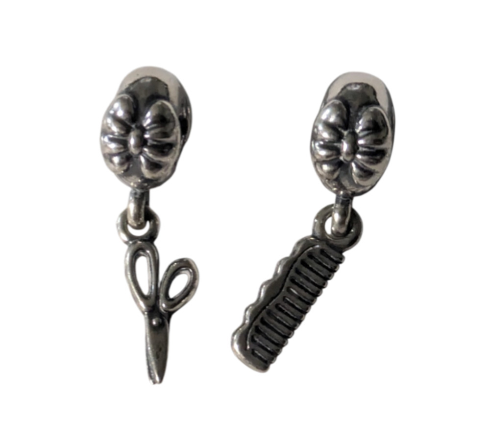 Pandora Vintage Comb & Scissors Dangle Charm Sterling Silver 791089